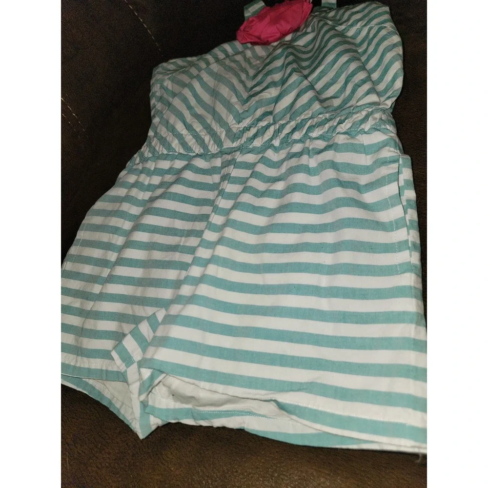 Gymboree mermaid party striped romper‎ with flower size 7